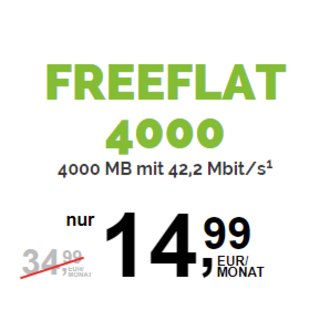 Freenet Freeflat 4000: 4GB Allnet Flat für nur 14,99€