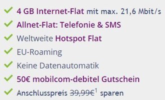 D1-Allnet-Flat mit 4 GB Datenvolumen für nur 16,99€